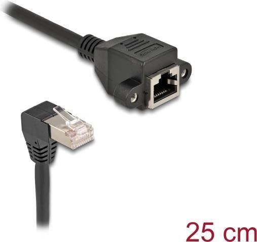 Delock Netzwerkverlängerungskabel - RJ-45 (M) - gewinkelt zu RJ-45 (W) schraubba