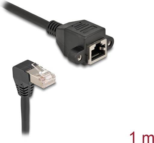 Delock Netzwerkverlängerungskabel - RJ-45 (M) - gewinkelt zu RJ-45 (W) schraubba
