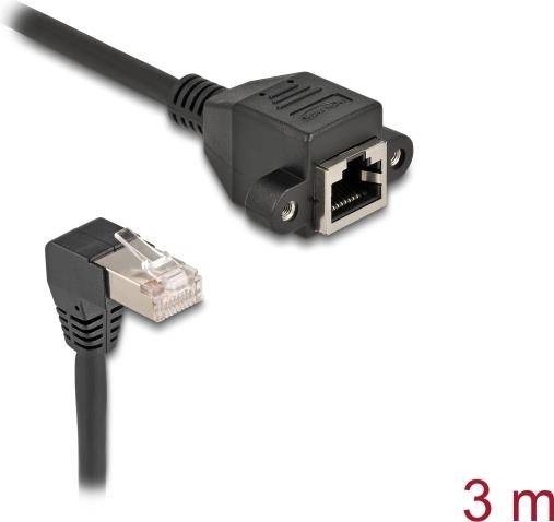Delock Netzwerkverlängerungskabel - RJ-45 (M) - gewinkelt zu RJ-45 (W) schraubba