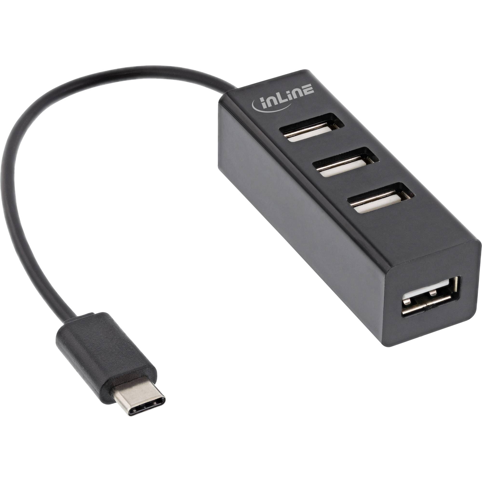 INLINE - USB 2.0 4-Port Hub - USB-C Stecker auf 4x USB-A Buchse - Kabel 15cm