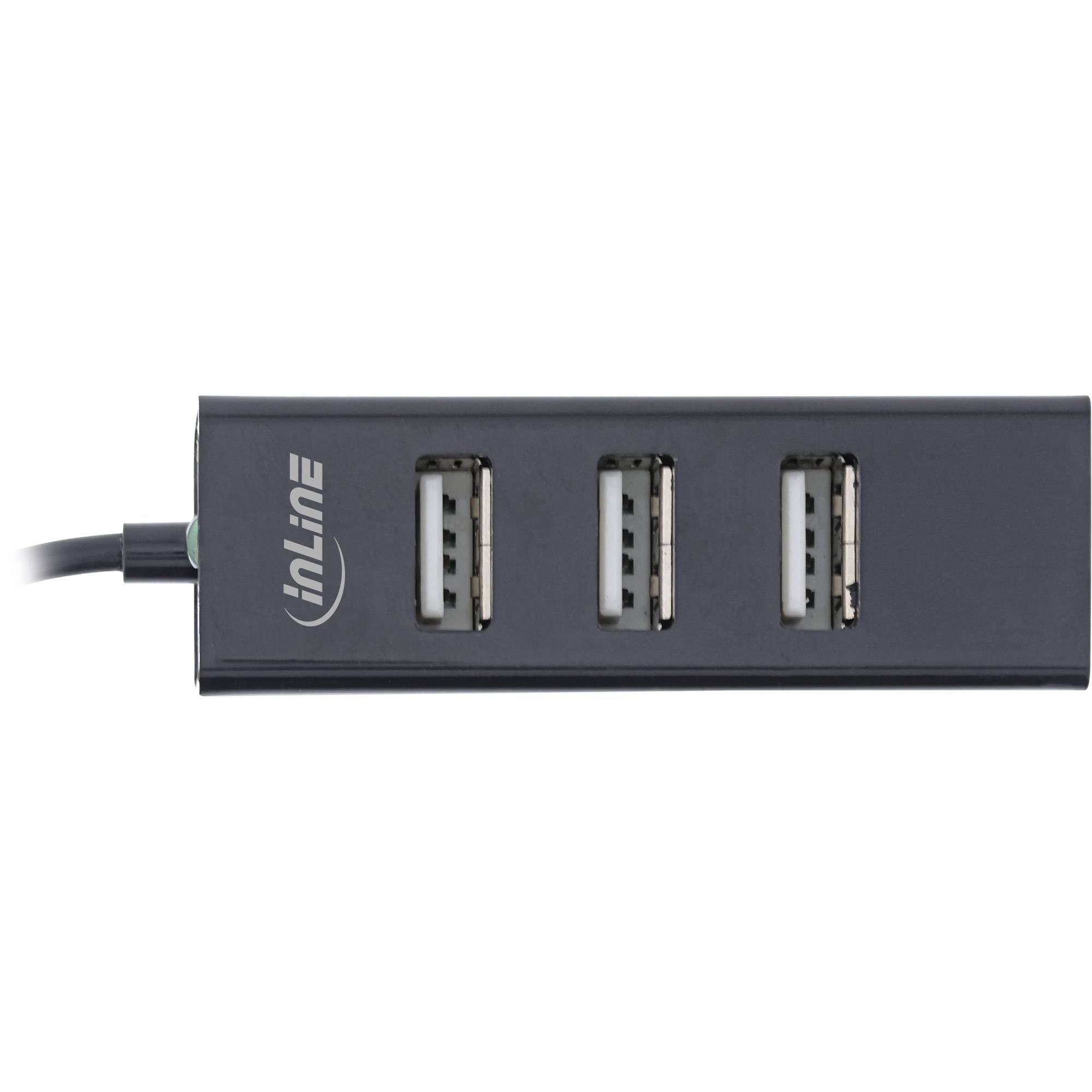 INLINE - USB 2.0 4-Port Hub - USB-C Stecker auf 4x USB-A Buchse - Kabel 15cm