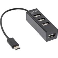 INLINE - USB 2.0 4-Port Hub - USB-C Stecker auf 4x USB-A Buchse - Kabel 15cm