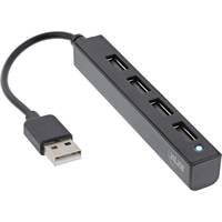INLINE - USB 2.0 4-Port Hub - USB-A Stecker auf 4x USB-A Buchse - Kabel 15cm