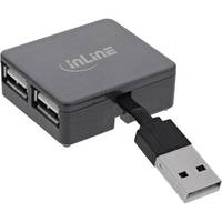 INLINE - USB 2.0 4-Port Hub - USB-A Stecker auf 4x USB-A Buchse - Kabel 4cm
