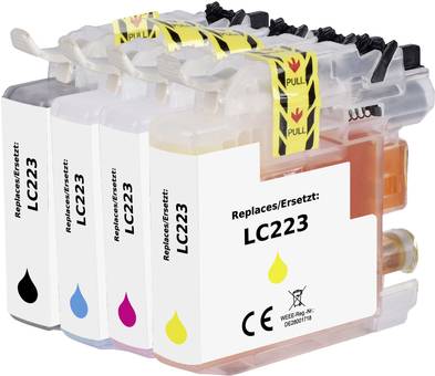 Renkforce Tinte Kombi-Pack ersetzt Brother LC-223 (LC223VALBPDR) Kompatibel Schwarz, Cyan, Magenta, Gelb RF-5655920