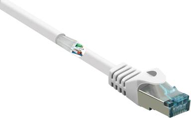 Renkforce RF-5462396 RJ45 Netzwerkkabel, Patchkabel CAT 6a S/FTP 20.00 m Weiß mit Rastnasenschutz, Flammwidrig 1 St