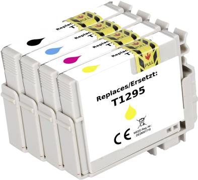 Renkforce Tinte Kombi-Pack ersetzt Epson T1295 (C13T129540) Kompatibel Schwarz, Cyan, Magenta, Gelb RF-I-T1291-4BKCMY4PK