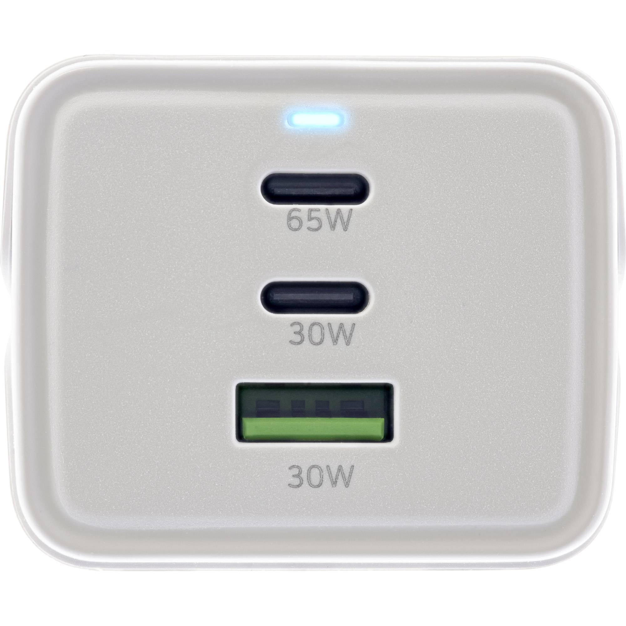 INLINE - USB Netzteil - GaN Ladegerät - 2x USB-C - 1x USB-A - mit Schutzkontaktbuchse
