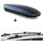 Skibox MAA460G schwarz glänzend + Alu Relingträger VDPCRV120 kompatibel mit für Renault Megane III Kombi 09-16