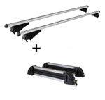 Relingträger Tiger XL + Skiträger / Snowboardträger / Skihalter Alu 4 Paar Ski kompatibel mit für Ford Vignale Kombi ab 15