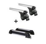 VDP Relingträger Quick L + Skiträger/Snowboardträger/Skihalter Alu 4 Paar Ski kompatibel mit für BMW X1 (F48) ab 2015