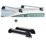 Relingträger CRV120A + Skiträger / Snowboardträger / Skihalter Alu 4 Paar Ski kompatibel mit für VW Touran 5 Türer ab 2015