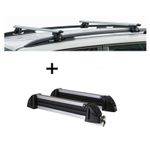 Relingträger CRV135 + Skiträger / Snowboardträger / Skihalter Alu 4 Paar Ski kompatibel mit für Ssangyong Rodius 04-13