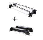 Dachträger Menabo Tema + Skiträger / Snowboardträger / Skihalter Alu 4 Paar Ski kompatibel mit Rover 45 1999-2005