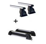 Dachträger Menabo Tema + Skiträger / Snowboardträger / Skihalter Alu 4 Paar Ski kompatibel mit für Mercedes C-Klasse W204 (Stufenheck 4 Türer 200