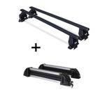 Dachträger Menabo Tema Stahl + Skiträger / Snowboardträger / Skihalter Alu 4 Paar Ski kompatibel mit für Citroen C1 (5Türer) ab 2005