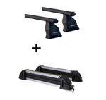 Dachträger Menabo Tema Stahl + Skiträger / Snowboardträger / Skihalter Alu 4 Paar Ski kompatibel mit für Mercedes E-Klasse W211 2002-2009