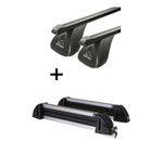 Dachträger VDP Stahl + Skiträger / Snowboardträger / Skihalter Alu 4 Paar Ski kompatibel mit für Renault Scenic III X-Mod 5 Türer 2009-2016