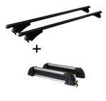 Relingträger Tiger Alu XL + Skiträger / Snowboardträger / Skihalter Alu 4 Paar Ski kompatibel mit für BMW X5 (E70) 2010-2013