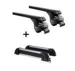 Relingträger Quick Stahl L + Skiträger / Snowboardträger / Skihalter Alu 4 Paar Ski kompatibel mit für Mercedes GLA ab 2014