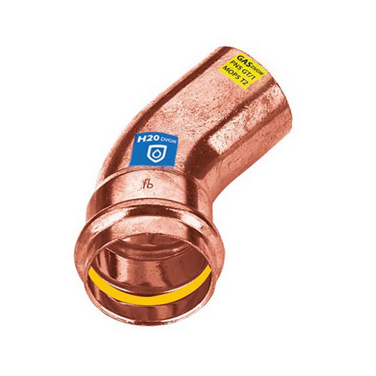 Kupfer-90-Grad-Rohrbogenfitting mit Beschriftungen 