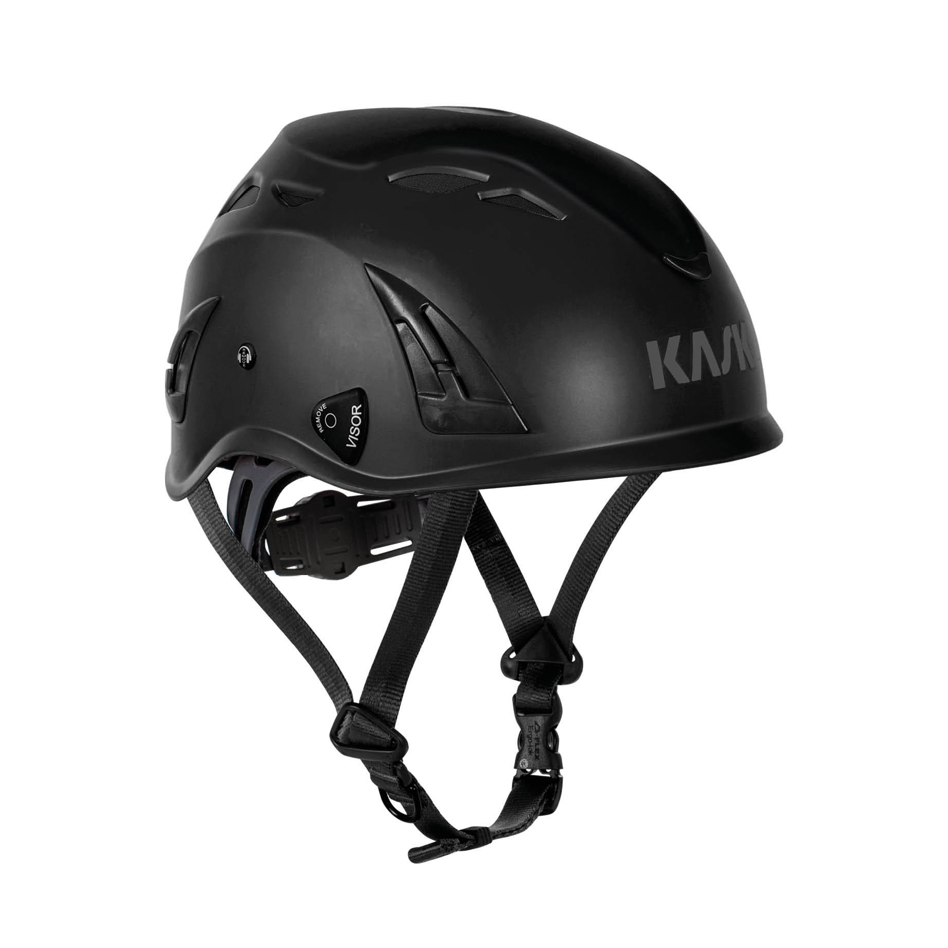 Kask Arbeitsschutzhelm mit Nackenschutz Plasma AQ, EN 397, Gerüstbauhelm - schwarz