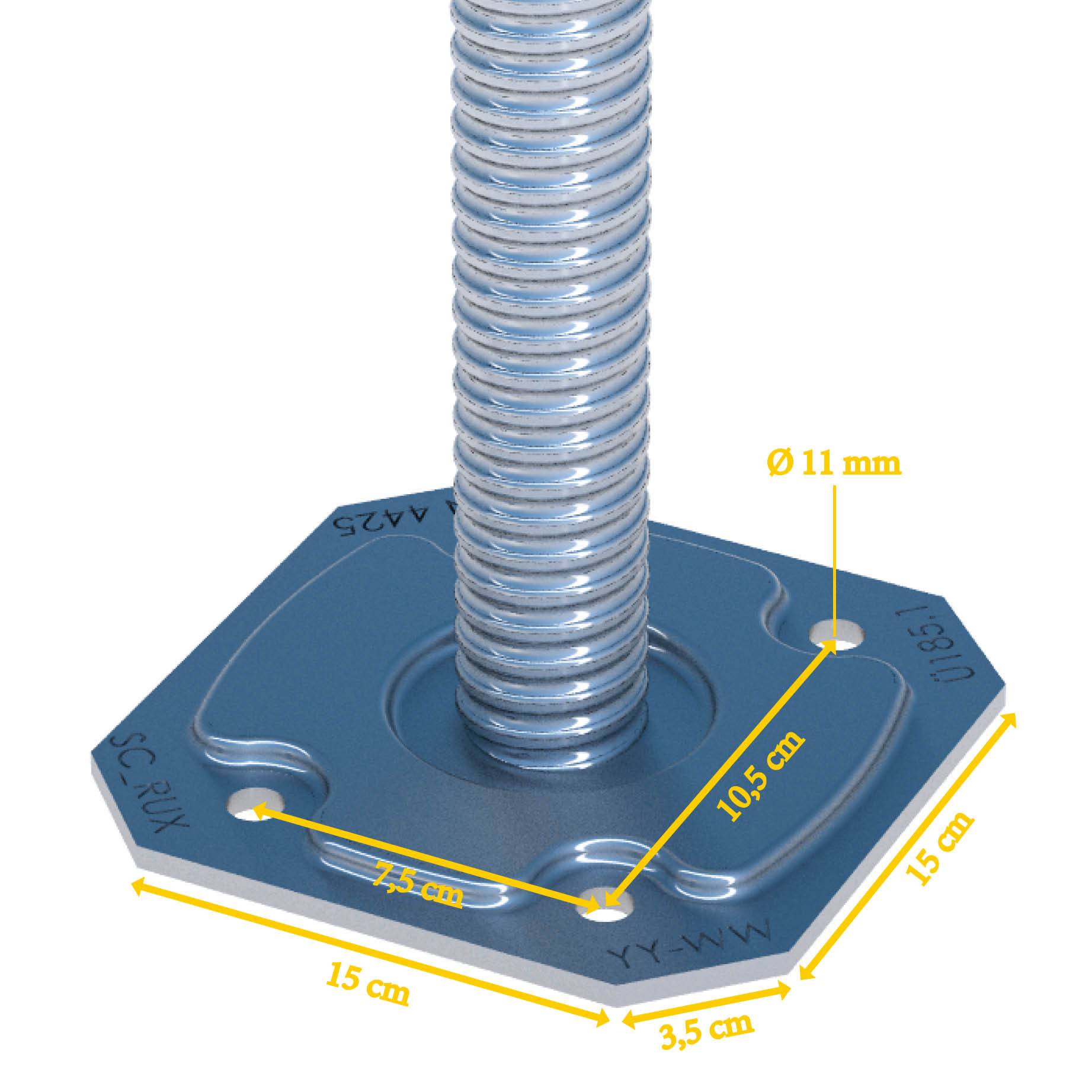 Gewindefußplatte Ø 38 mm - 1.00 m