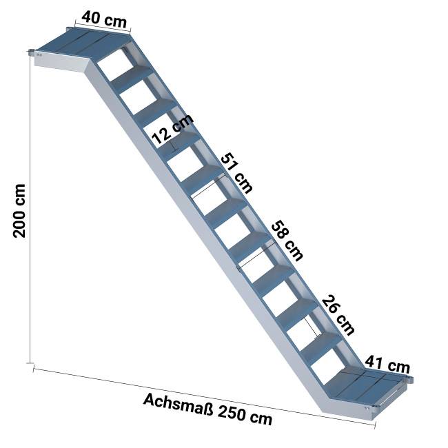 Alu-Treppe mit Podest Rux Super 0,65 m