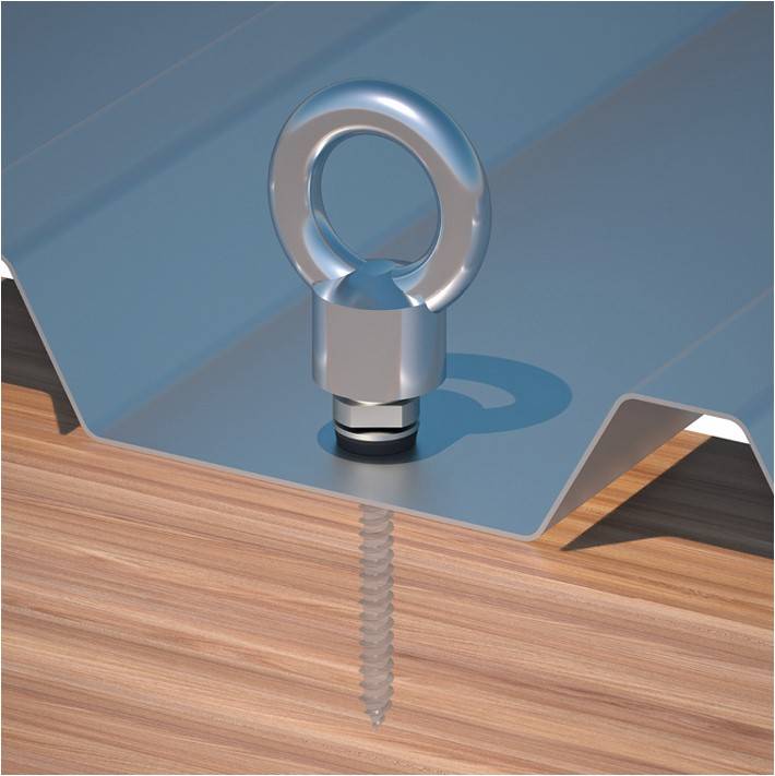 Gerüstanker für Trapezblech mit Holz-Unterkonstruktion