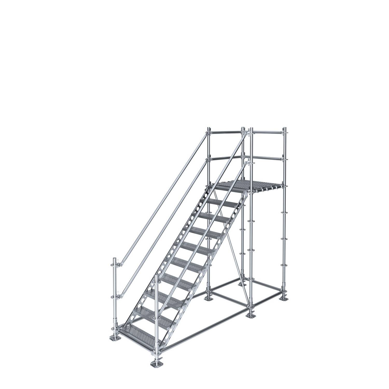 Bautreppe Außentreppe feuerverzinkt für 2 m Höhenunterschied mit Podest