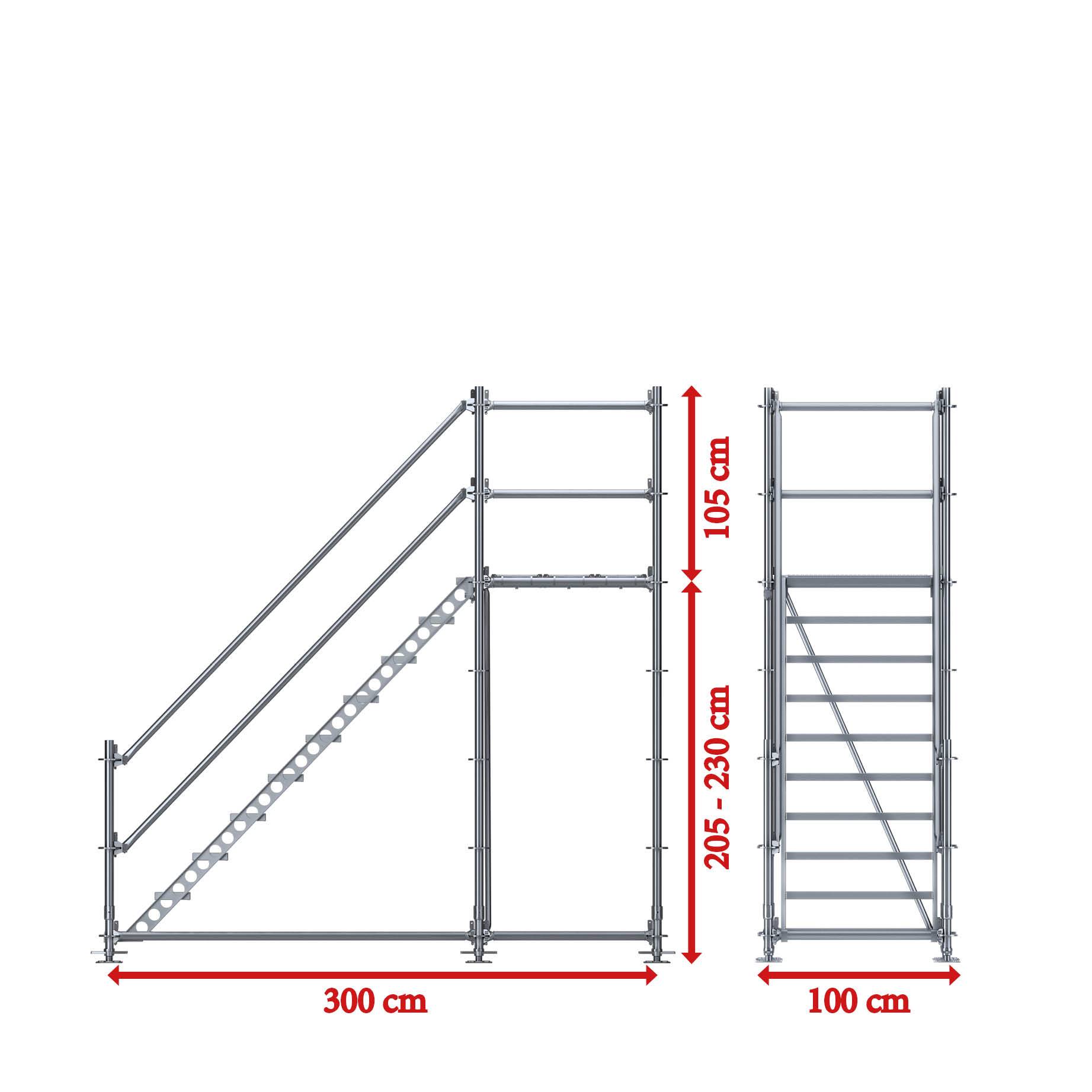 Bautreppe Außentreppe feuerverzinkt für 2 m Höhenunterschied mit Podest