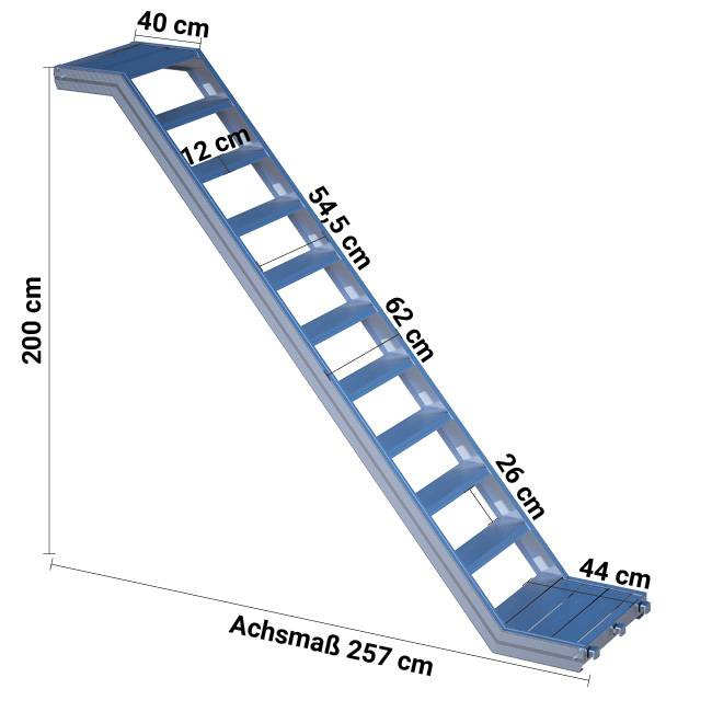 Alu-Treppe mit Podest Rux Frame- / Ringscaff 0,73 m