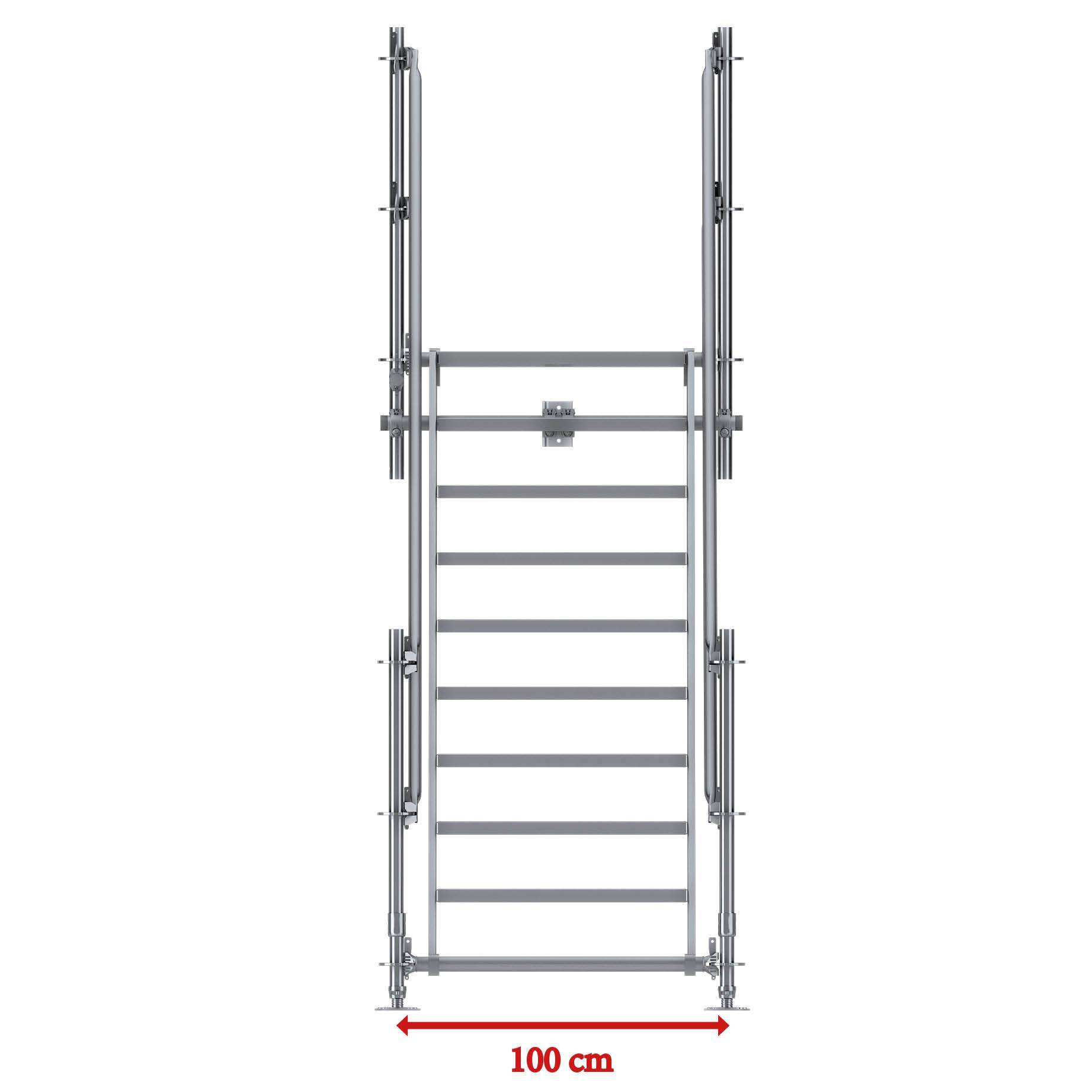 Bautreppe Außentreppe feuerverzinkt für 2 m Höhenunterschied mit Wandbefestigung