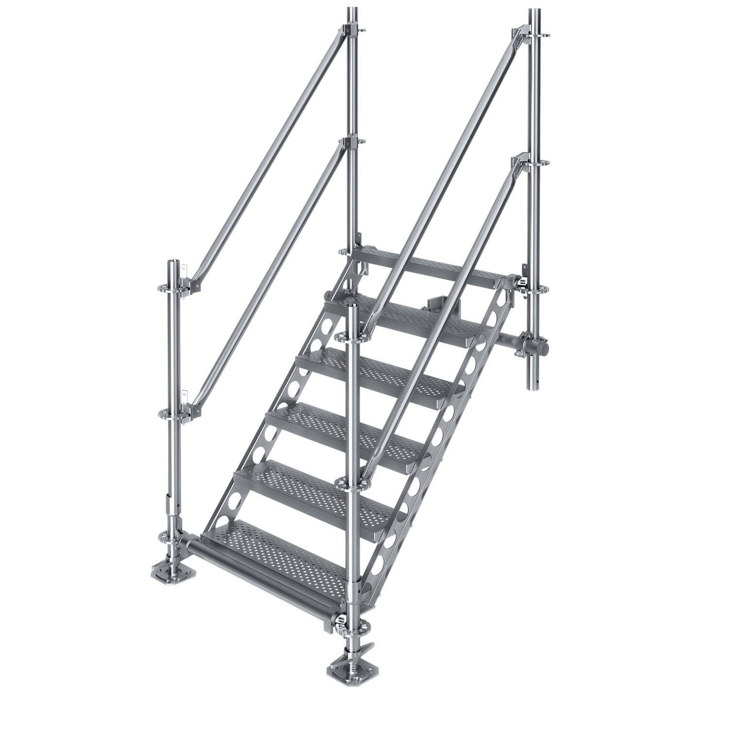Bautreppe Außentreppe feuerverzinkt für 1 m Höhenunterschied mit Wandbefestigung