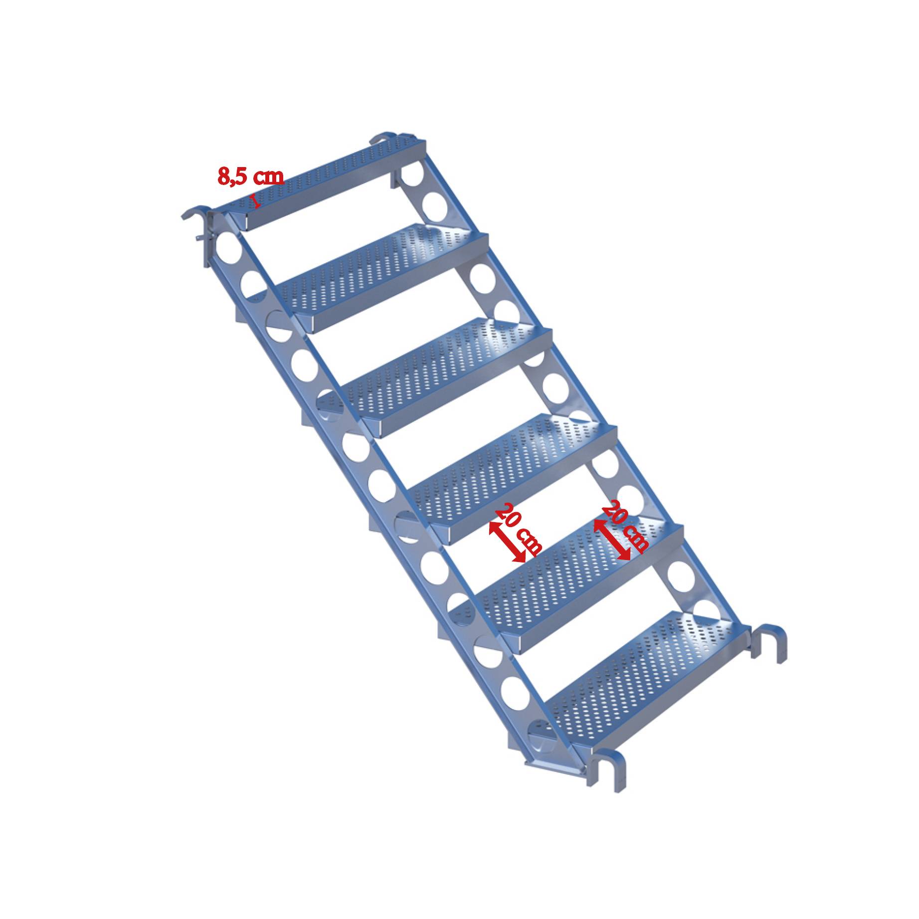 Bautreppe aus Stahl 1,5 x 0,8 m, f. FL 1 m