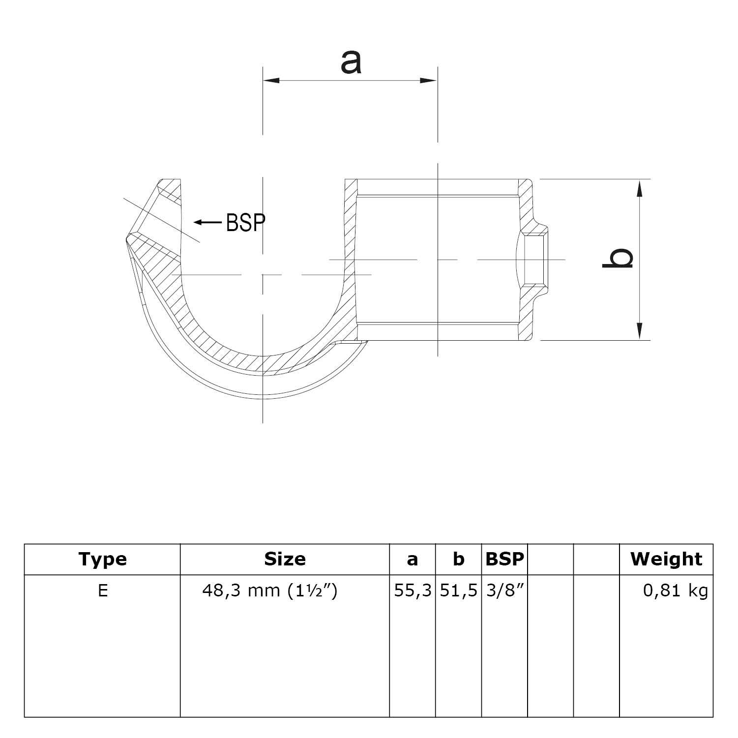 Typ_201 Rohrverbinder Kreuzstück offen Ø 48,3 mm