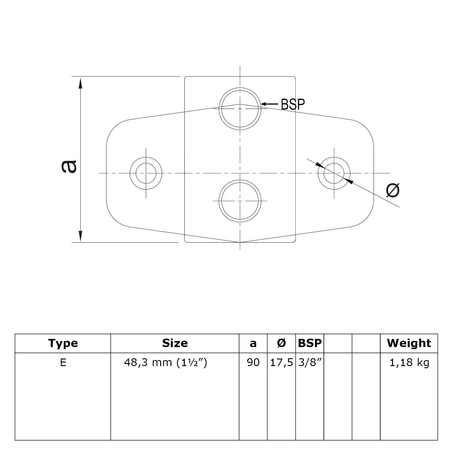 Typ_146 Wandhalter horizontale Platte heavy duty Ø 48,3 mm
