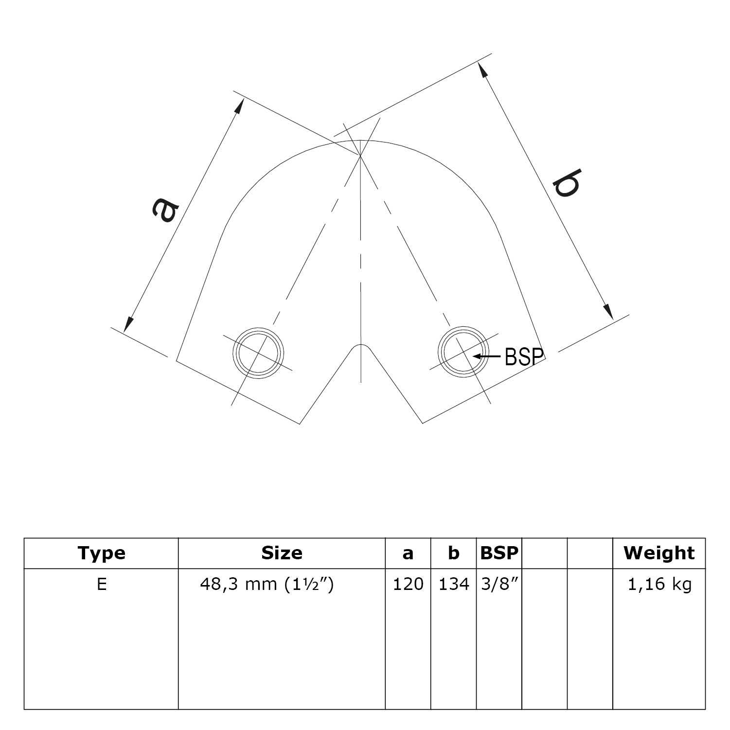 Typ_123 Rohrverbinder Kniestück Bogen 40° - 70° Ø 48,3 mm