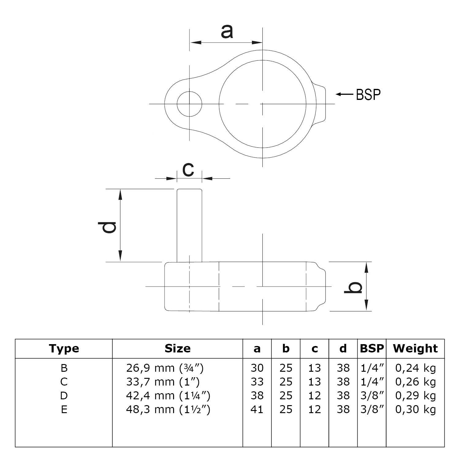 Typ_63 Rohrverbinder Scharnierzapfen Ø 48,3 mm (schwarz)