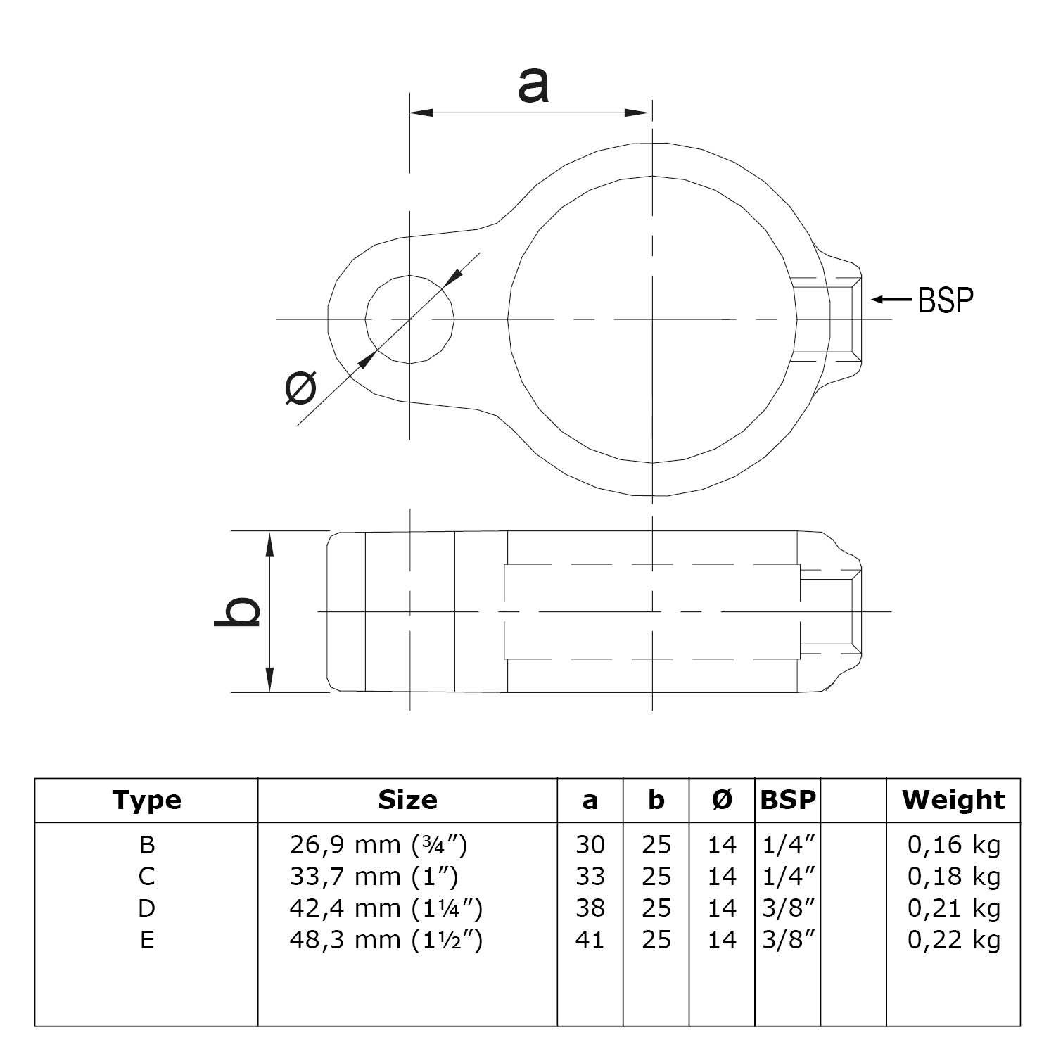 Typ_62 Rohrverbinder Scharnierauge Ø 48,3 mm