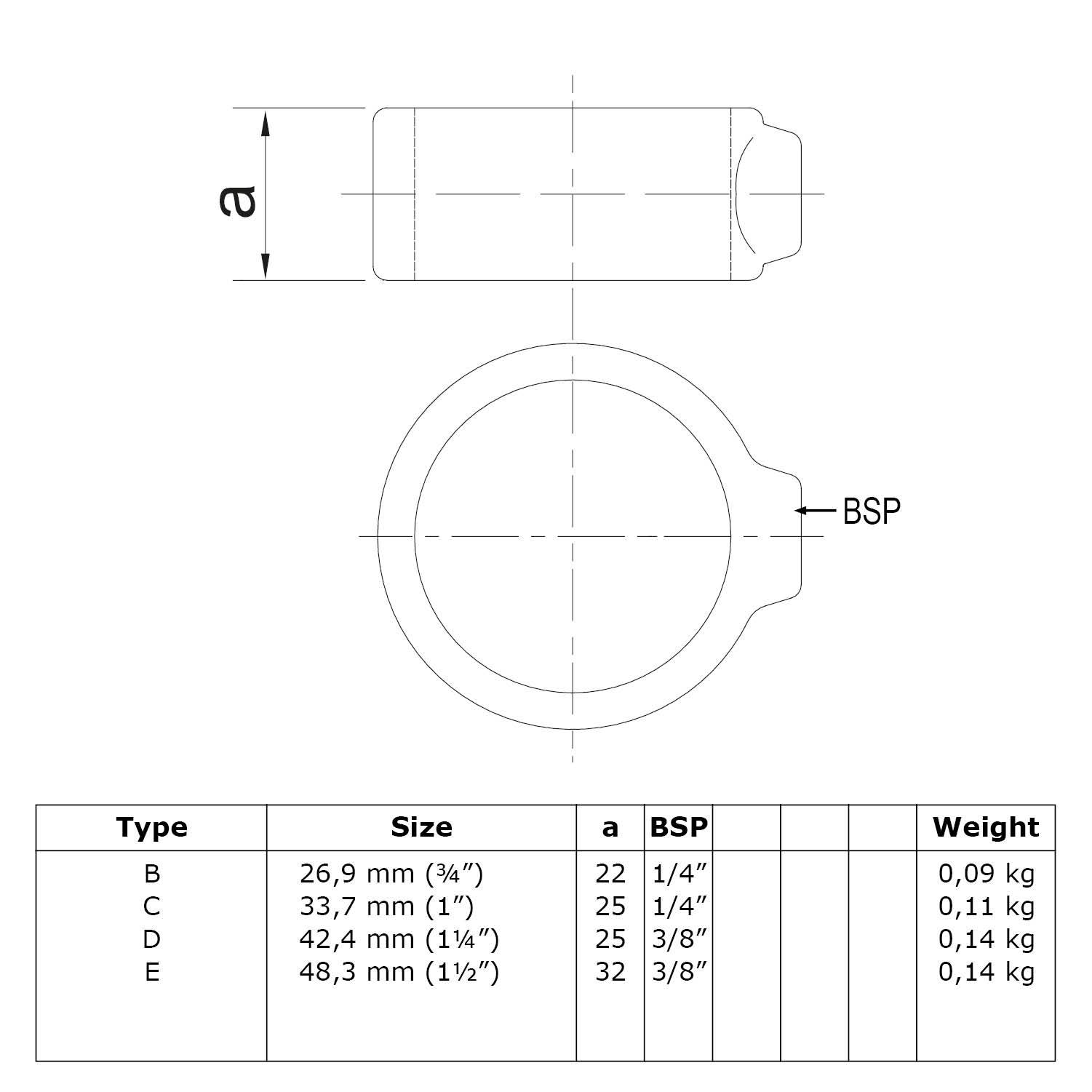 Typ_60 Rohrverbinder Sicherungsring Ø 48,3 mm