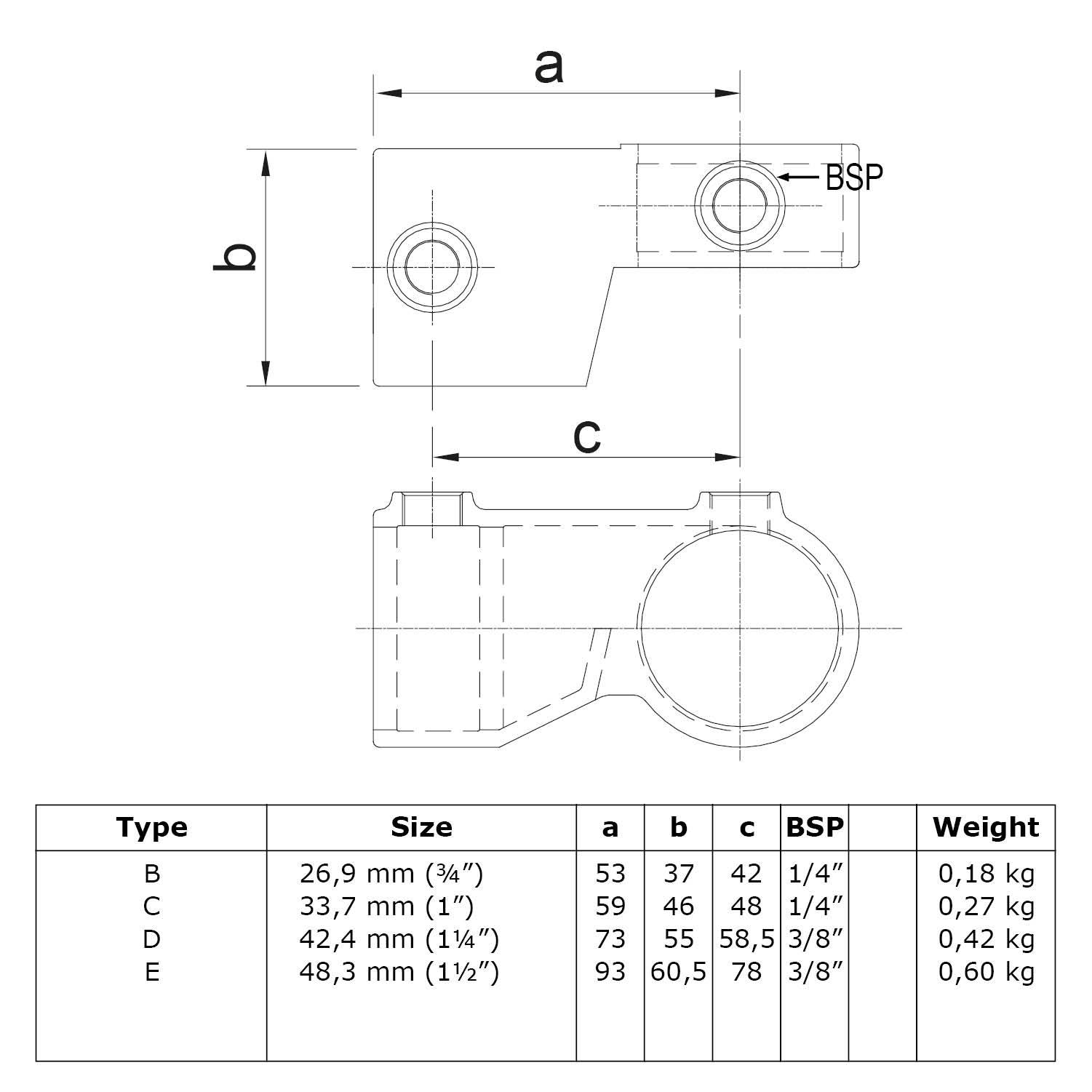 Typ_49 Rohrverbinder Eckstück Winkelgelenk Ø 48,3 mm (schwarz)