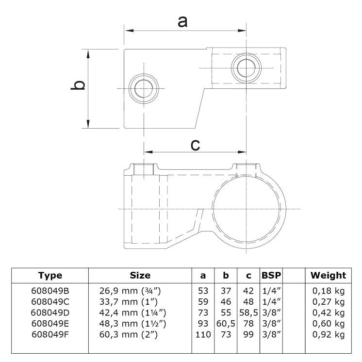 Typ_49 Rohrverbinder Eckstück Winkelgelenk Ø 48,3 mm