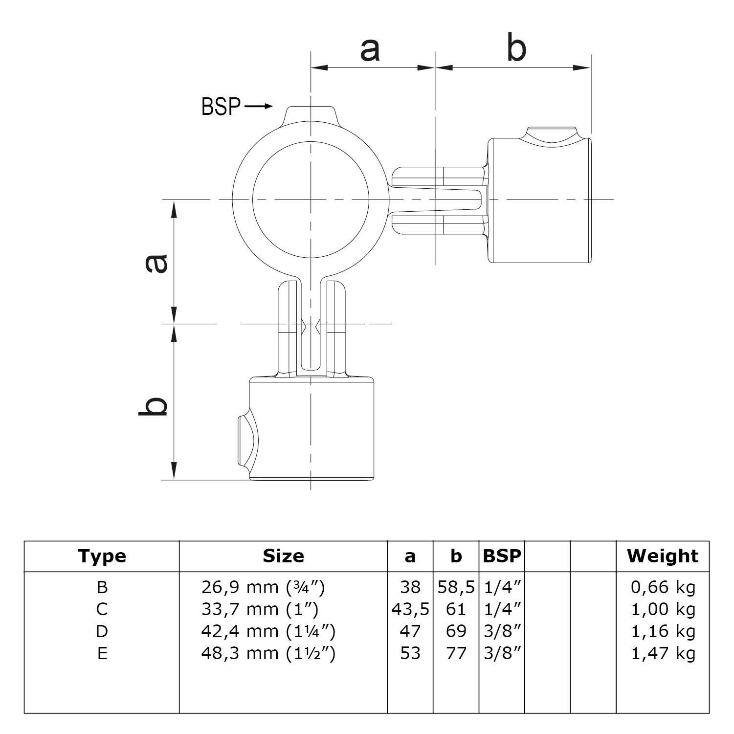 Typ_48 Rohrverbinder Gelenkstück doppelt 90° Ø 48,3 mm
