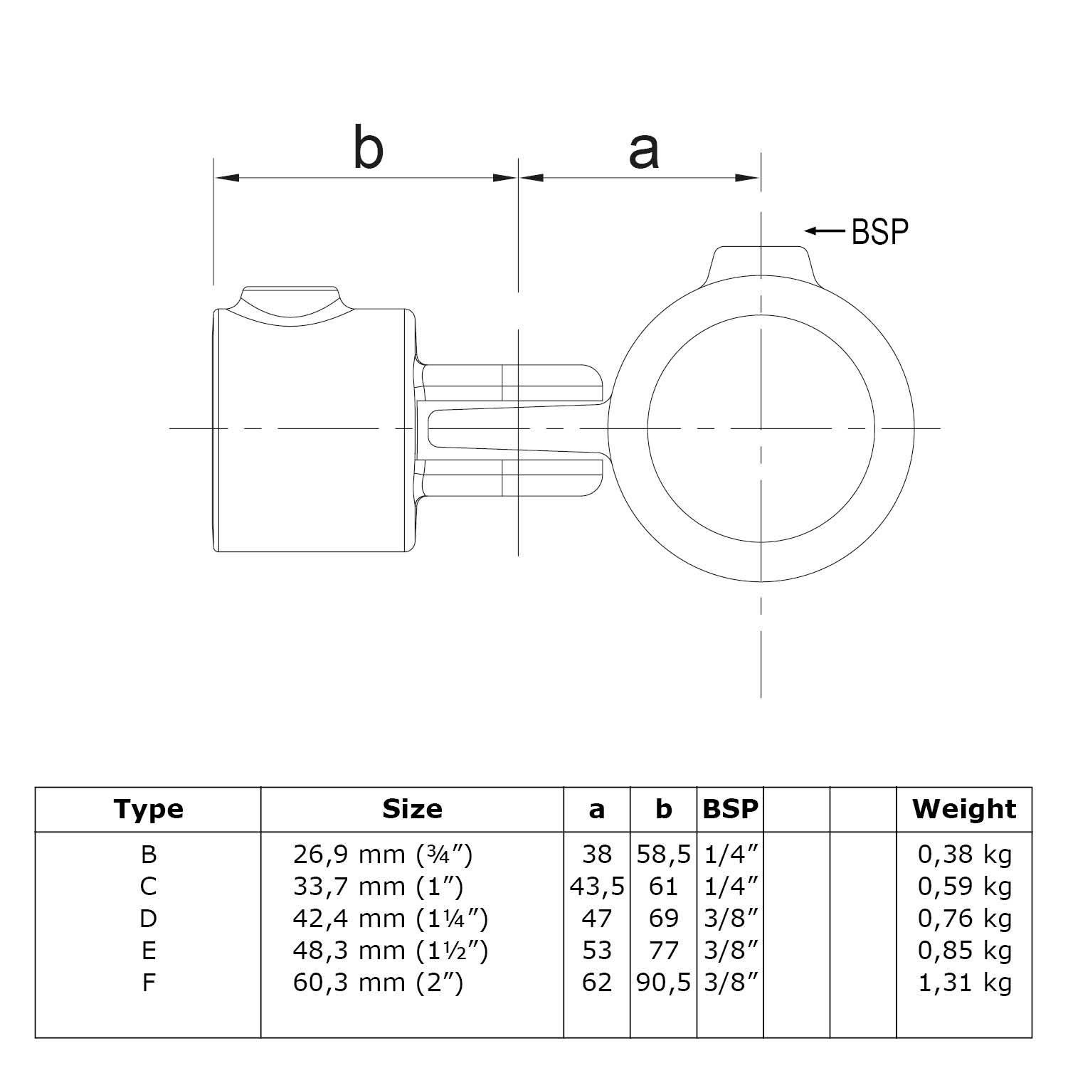 Typ_44 Rohrverbinder Gelenkstück einfach Ø 48,3 mm