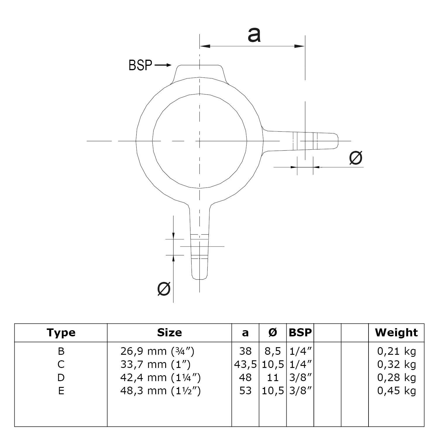 Typ_40 Rohrverbinder Gelenkauge doppelt 90° Ø 48,3 mm