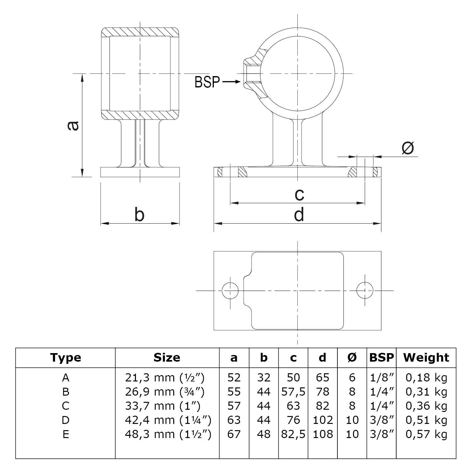 Typ_34 Rohrverbinder Handlaufhalterung Ø 48,3 mm