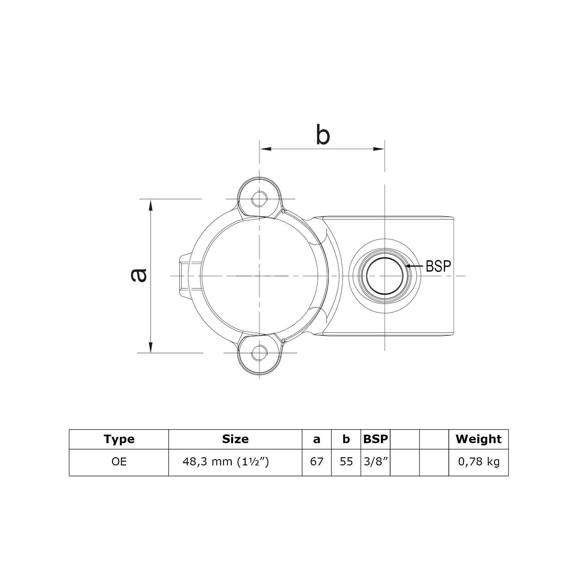 Typ_28V Rohrverbinder Kreuzstück vorgesetzt 90° klappbar Ø 48,3 mm
