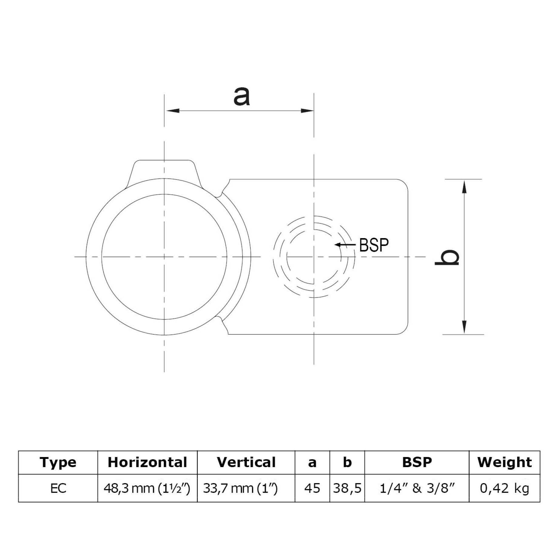 Typ_28V Rohrverbinder Kreuzstück vorgesetzt 90° Ø 48,3 & 33,7 mm