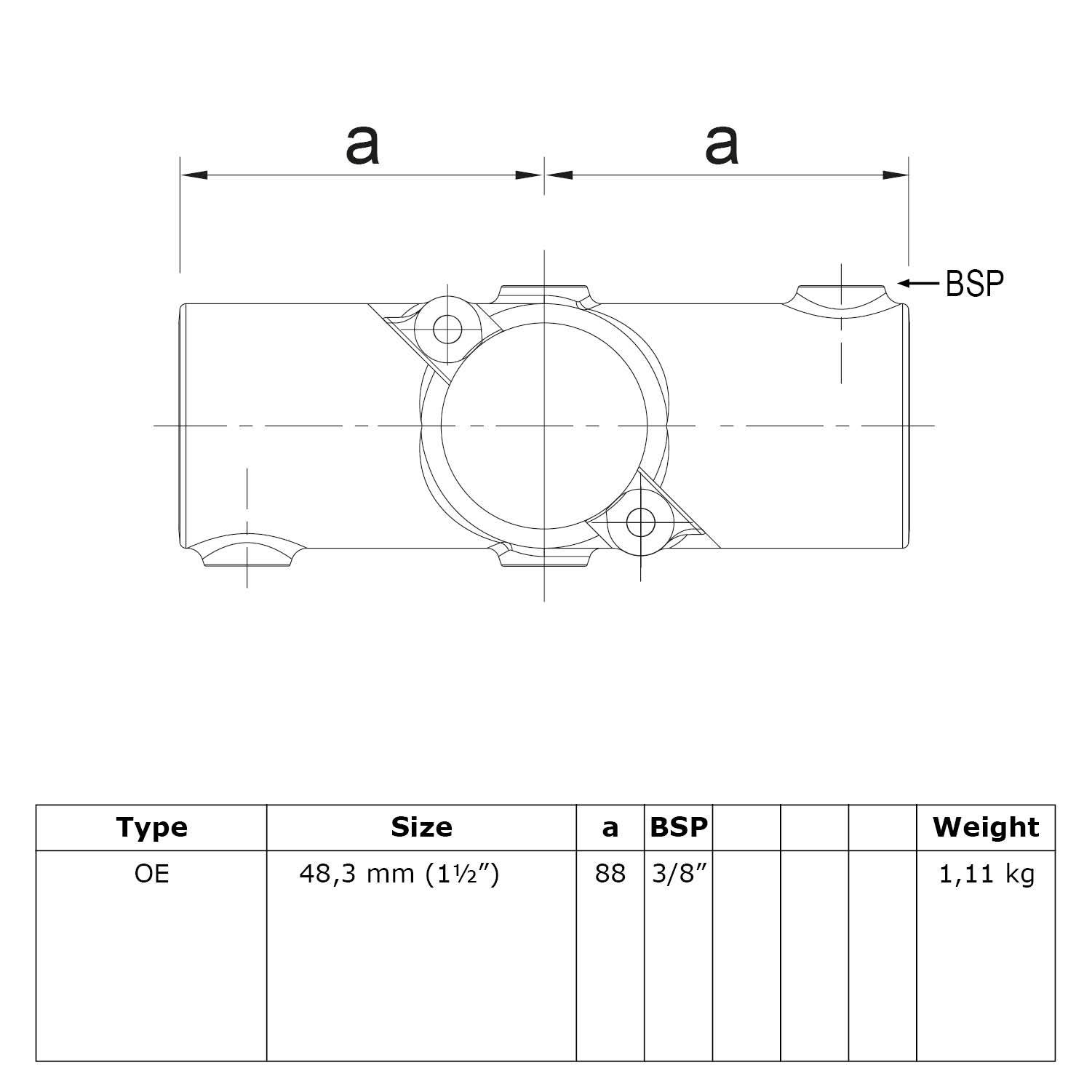 Typ_22O Rohrverbinder Kreuzstück aufklappbar Ø 48,3 mm